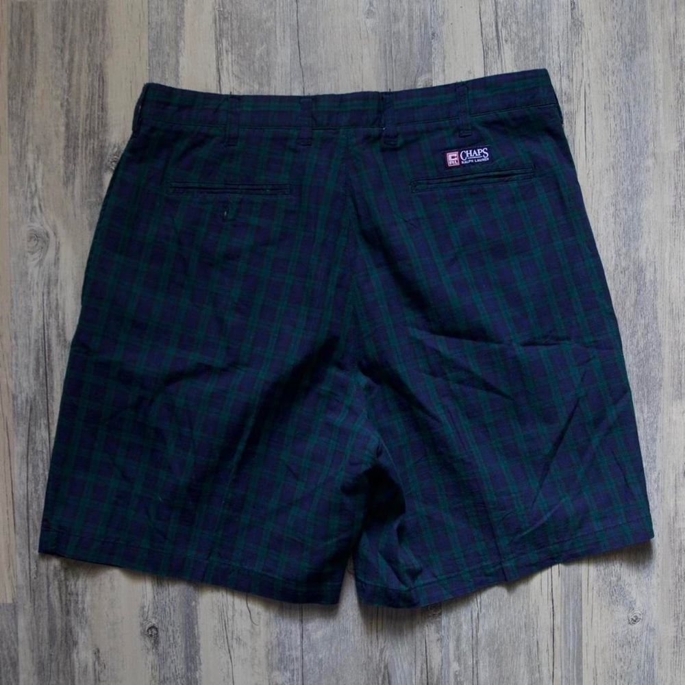 Chaps Navy and Green Checkered Shorts